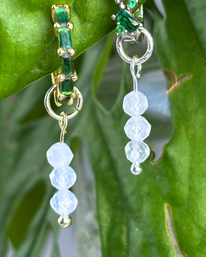 Aquamarine Triple Dew Drop Charms PAIR