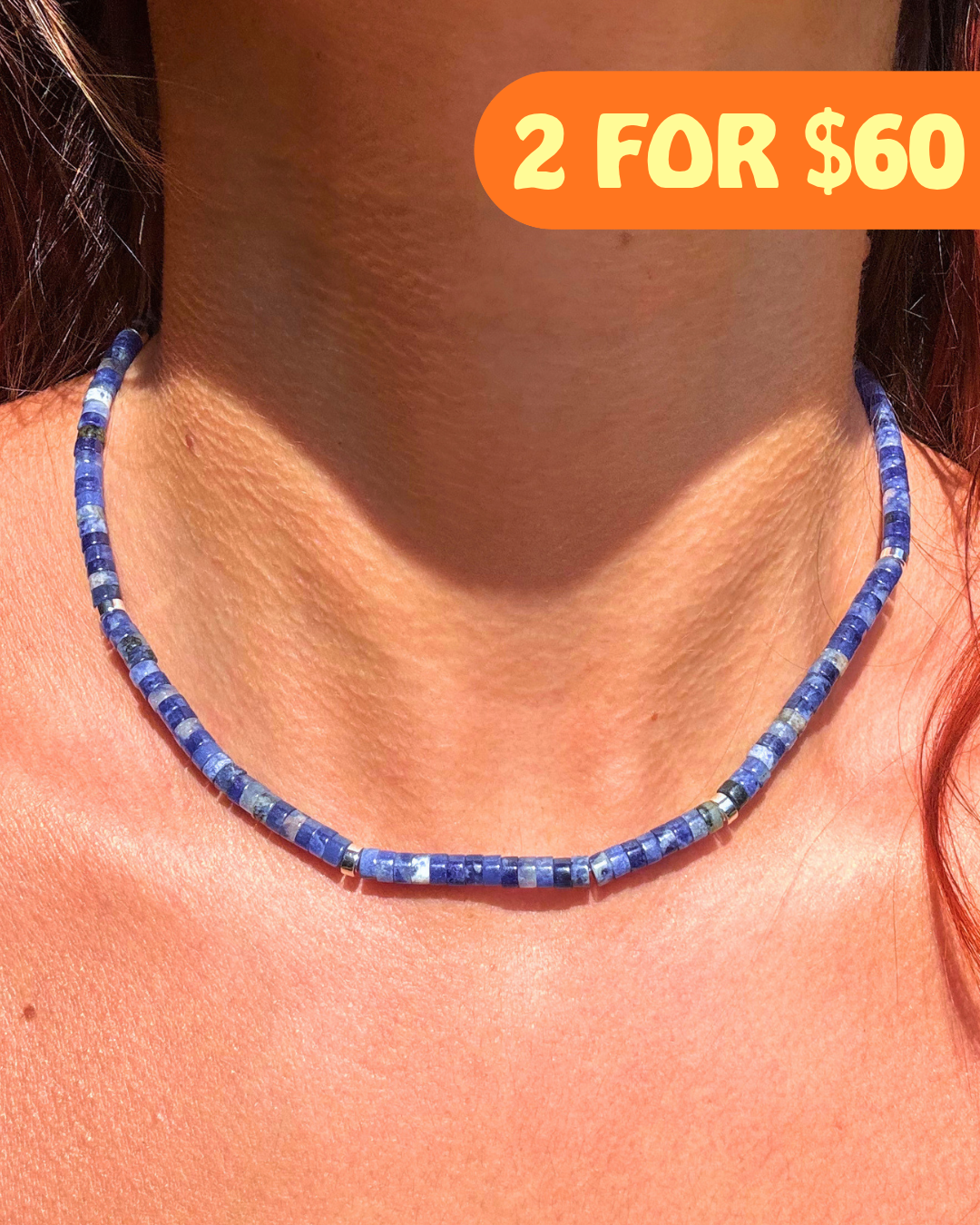 Sodalite Disc Crystal Necklace