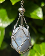 Medium Silver Crystal Pouch Necklace