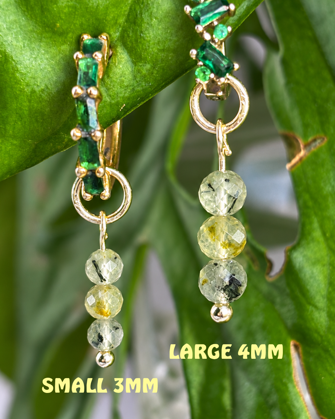 Prehnite Triple Dew Drop Charms PAIR