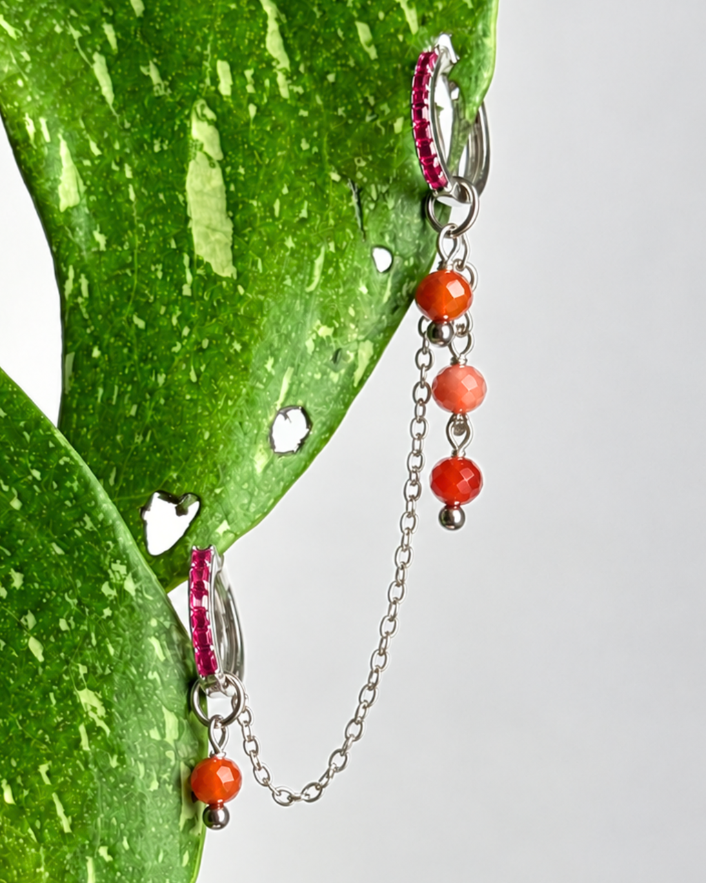 Carnelian Waterfall Earring Chain
