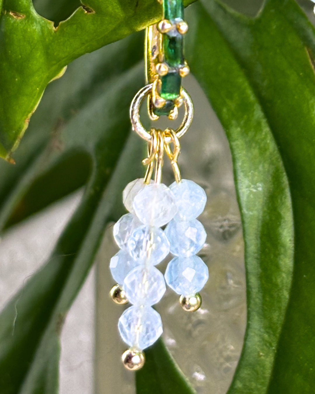 Aquamarine Triple Sparkle Charm PAIR