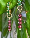 Garnet Long Dew Drop Charms PAIR