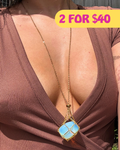 Long Gold Crystal Pouch Necklace
