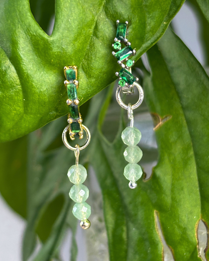 Green Aventurine Triple Dew Drop Charms PAIR