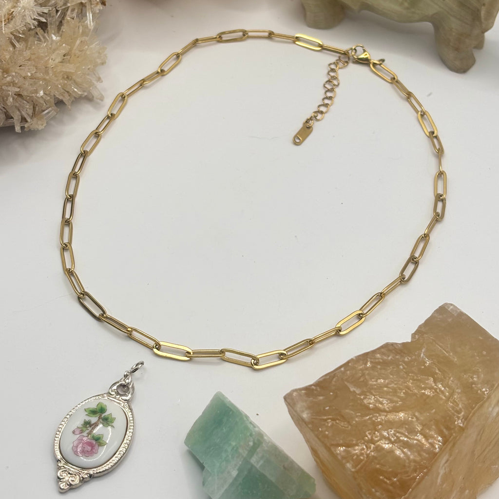 Short Gold Paperclip Chain Necklace 40CM