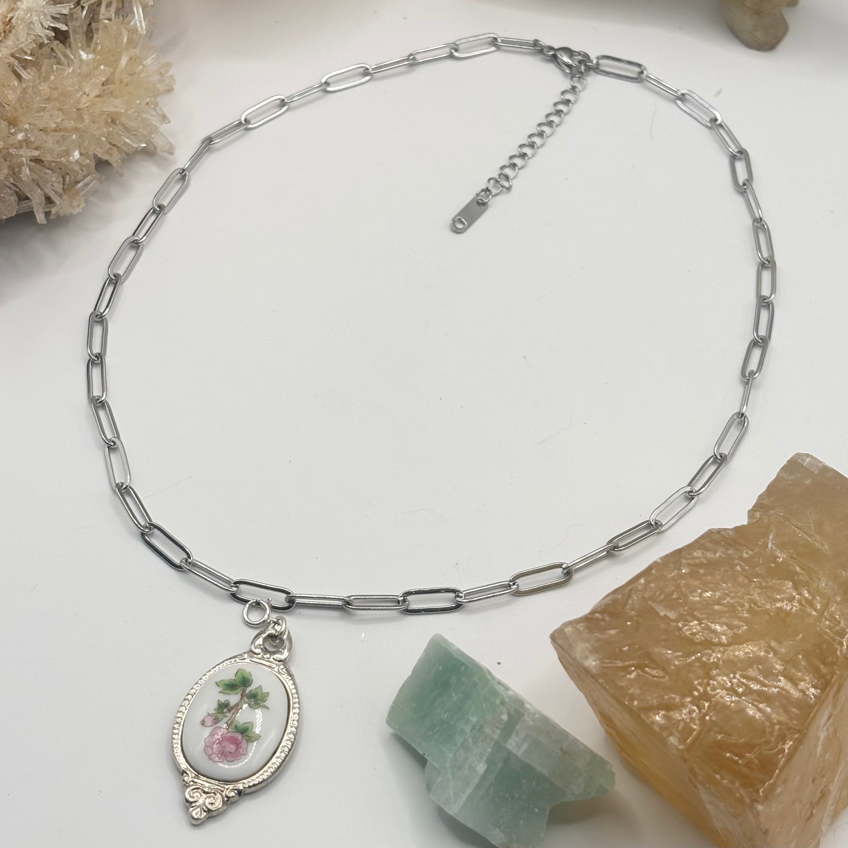 Short Silver Paperclip Chain Necklace 40CM