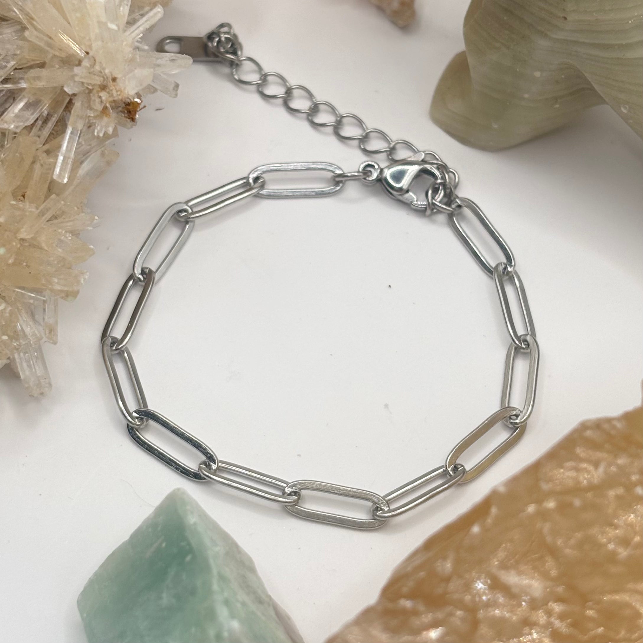 Small Silver Paperclip Chain Bracelet