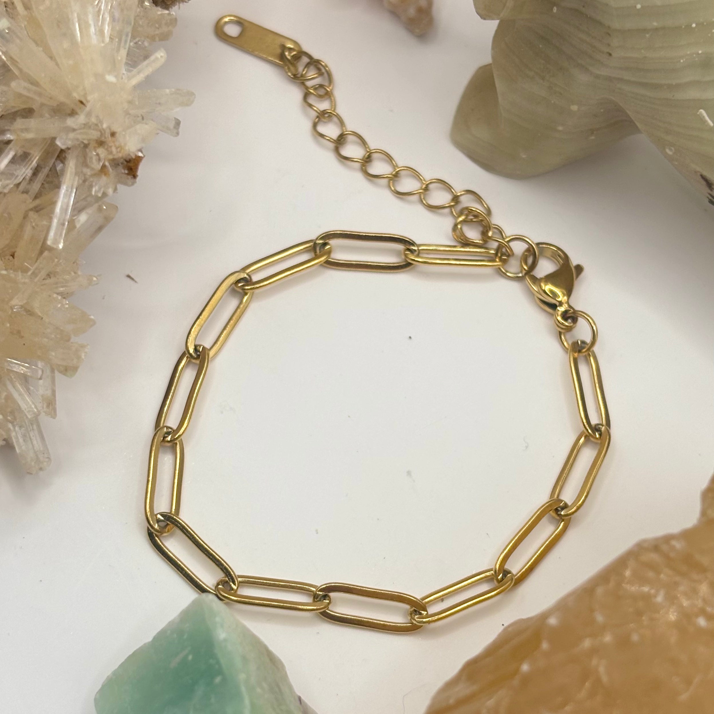 Small Gold Paperclip Chain Bracelet