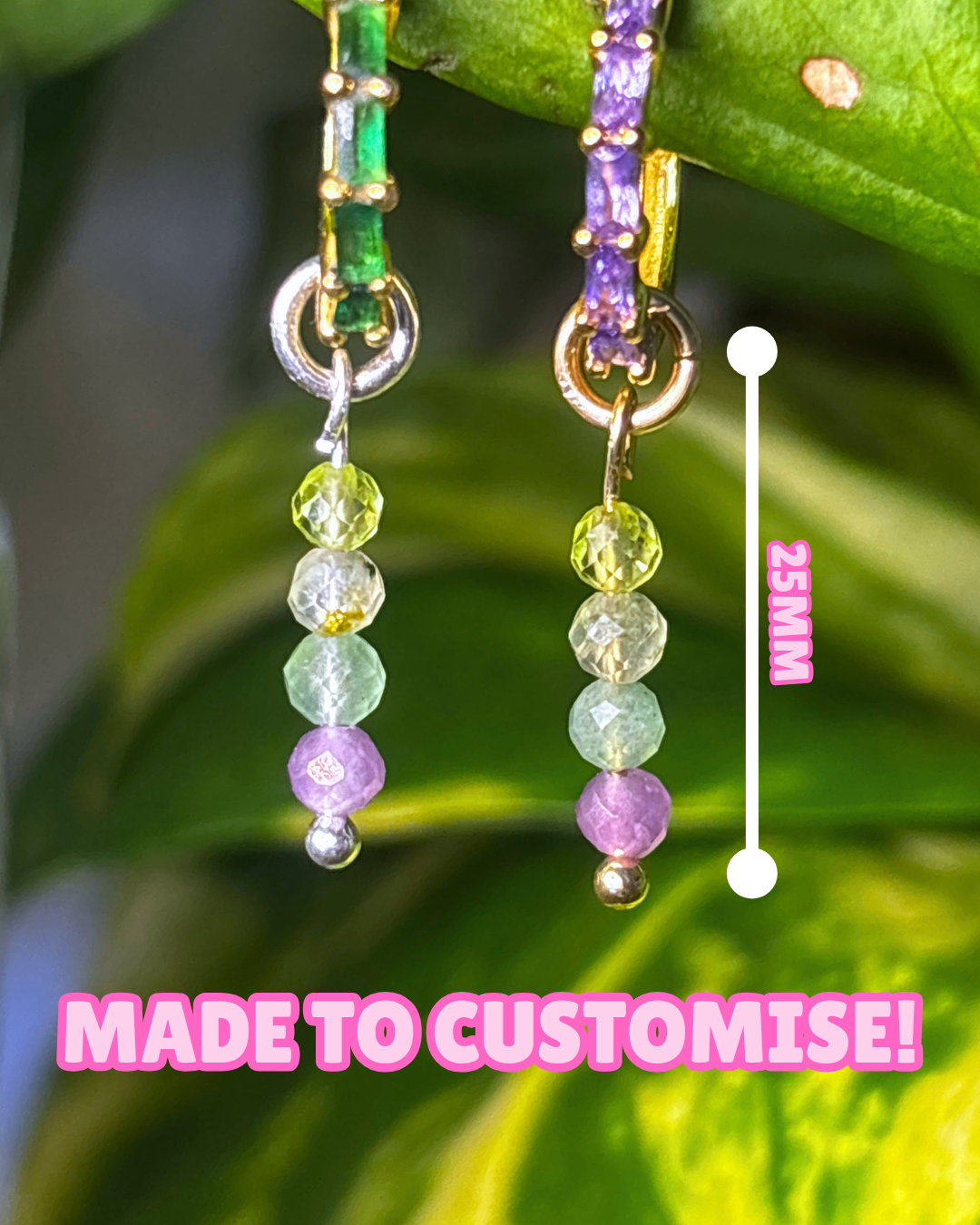 Moss Agate Triple Dew Drop Charms PAIR