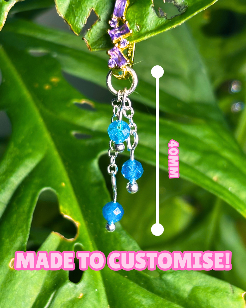 Black Tourmaline Lily of the Valley Crystal Earring Charm