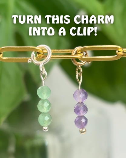 Moss Agate Triple Dew Drop Charms PAIR