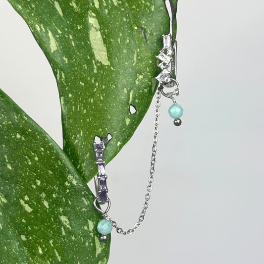 The Guide Crystals Silver | 1 PC Single Amazonite Aphrodite Chain Crystal Earring Charm