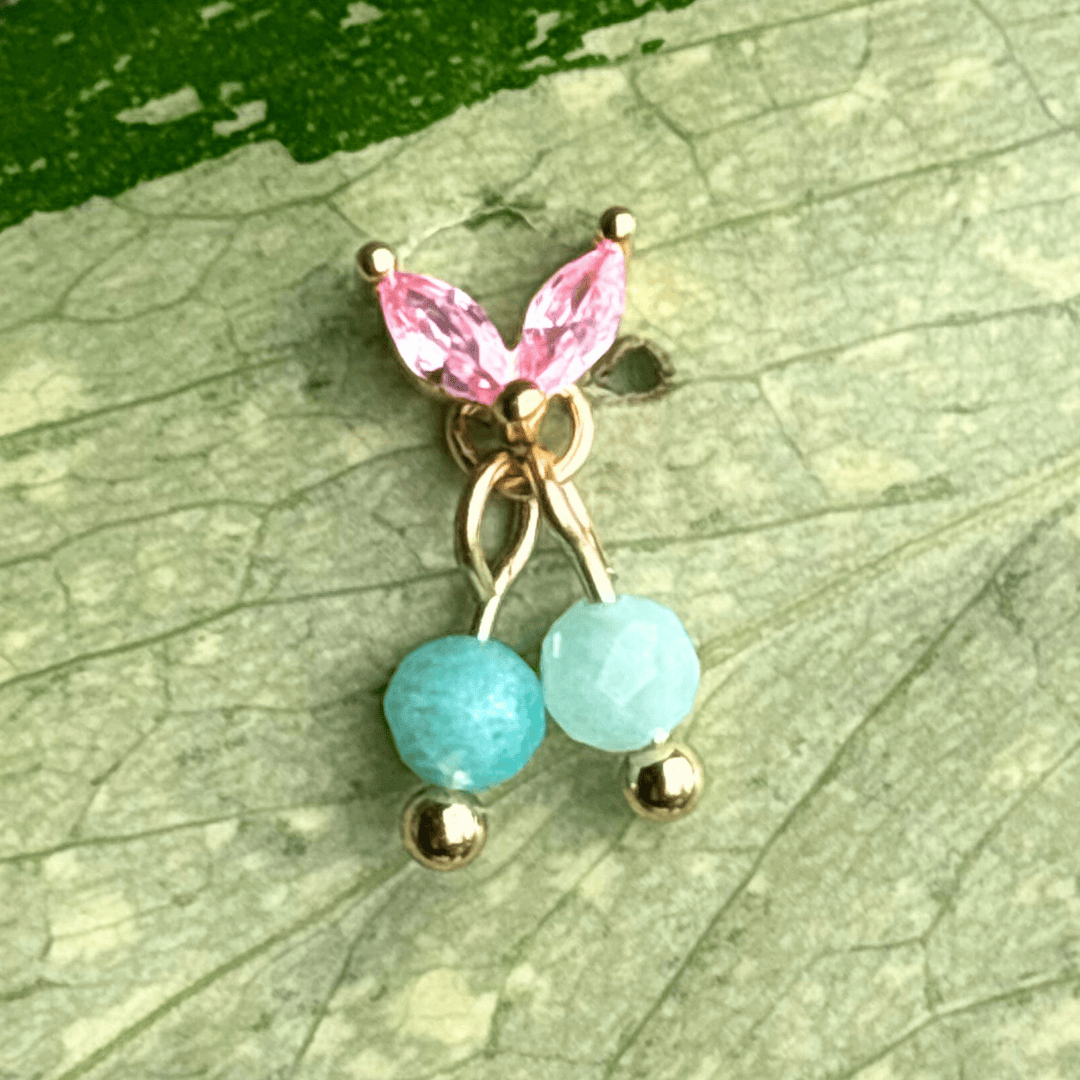 The Guide Crystals Gold | 1 PC Single Amazonite Cherry Charm for Stud Earrings