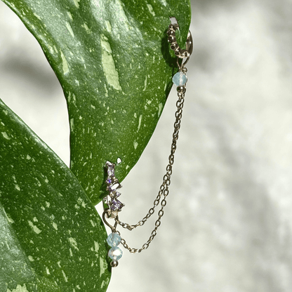 The Guide Crystals Gold | 1 PC Single Aquamarine Cordellia Chain Crystal Earring Charm