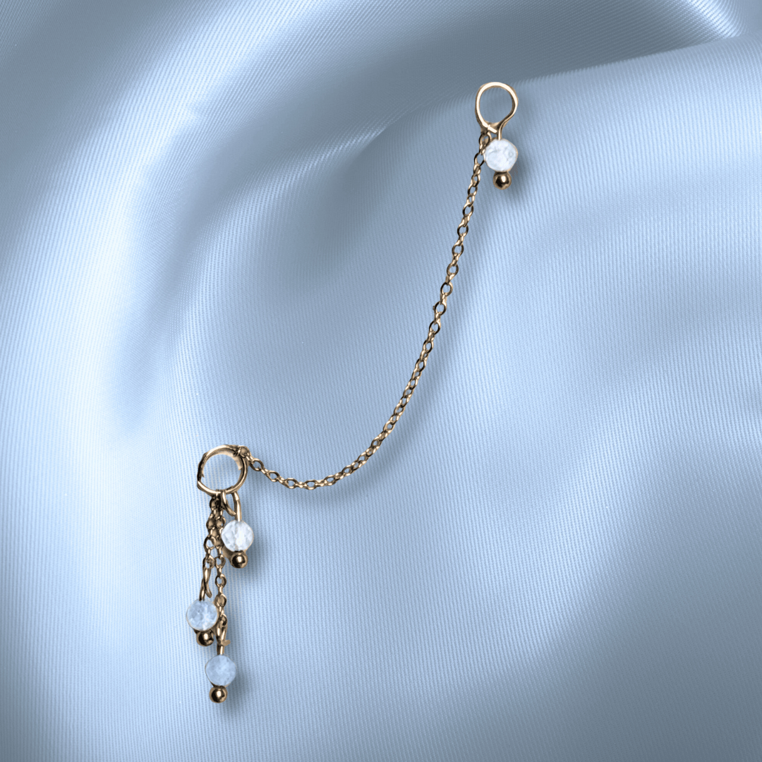 The Guide Crystals Aquamarine Waterfall Earring Chain