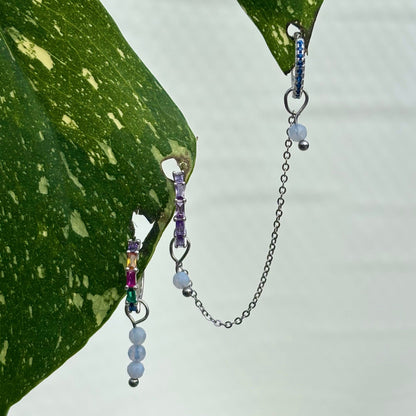 The Guide Crystals Blue Lace Agate Triple Dew Drop Crystal Earring Charms