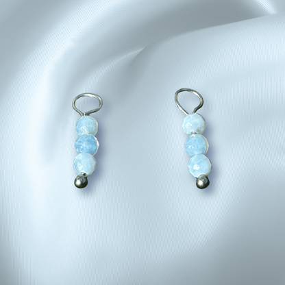 The Guide Crystals Blue Lace Agate Triple Dew Drop Crystal Earring Charms