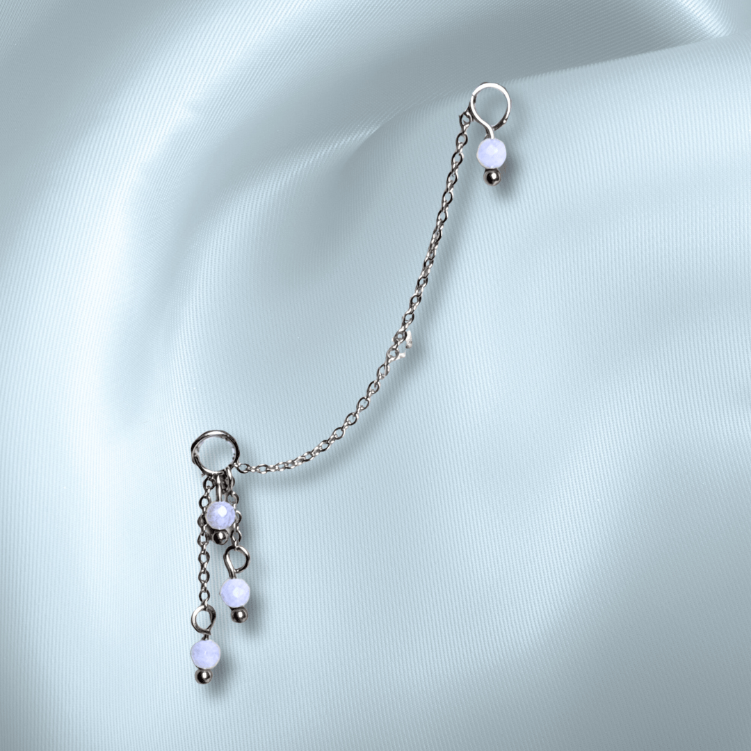 The Guide Crystals Blue Lace Agate Waterfall Earring Chain