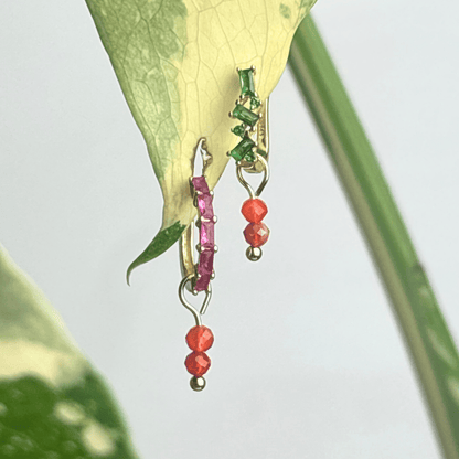 The Guide Crystals Gold Carnelian Double Dew Drop Crystal Earring Charms