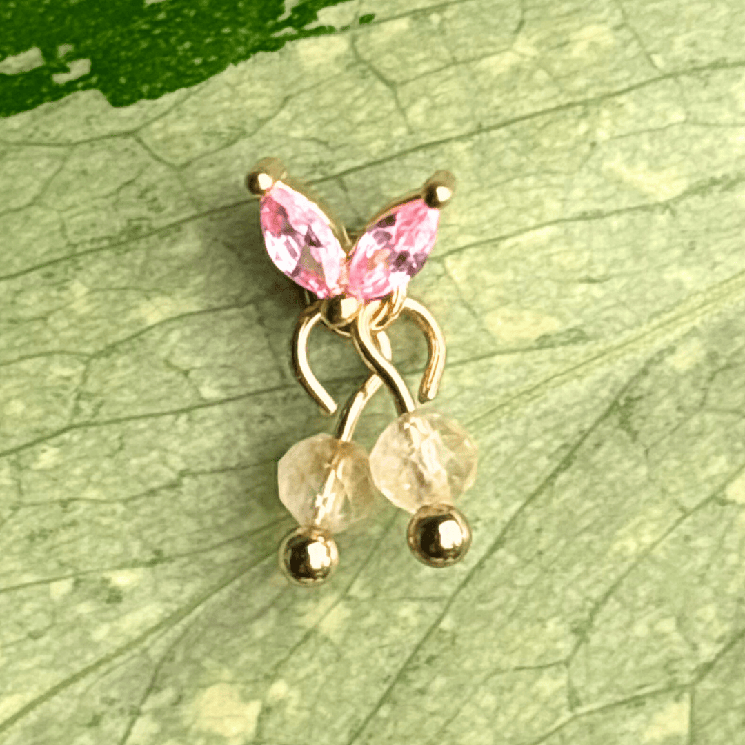 The Guide Crystals Gold | 1 PC Single Citrine Cherry Charm for Stud Earrings