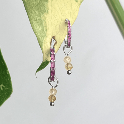 The Guide Crystals Silver Citrine Double Dew Drop Crystal Earring Charms