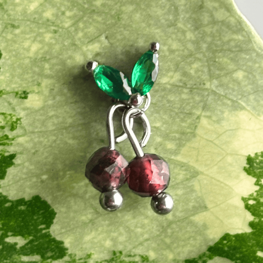 The Guide Crystals Silver | 1 PC Single Garnet Cherry Charm for Stud Earrings