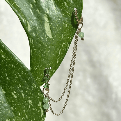 The Guide Crystals Gold | 1 PC Single Green Aventurine Cordellia Chain Crystal Earring Charm