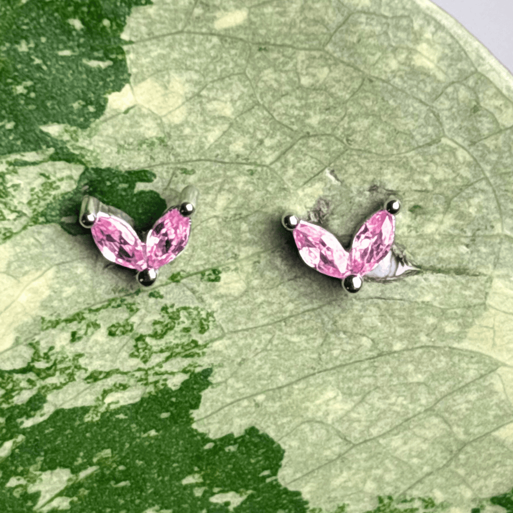 The Guide Crystals Light Pink Zirconia Silver Stud Earrings
