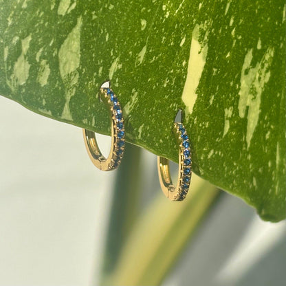 The Guide Crystals Midnight Blue Zirconia Gold Mini Huggie Earrings