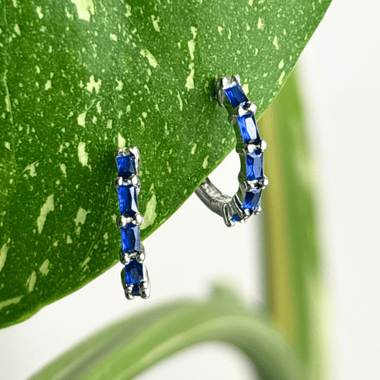 The Guide Crystals Midnight Zirconia Silver Huggie Earrings