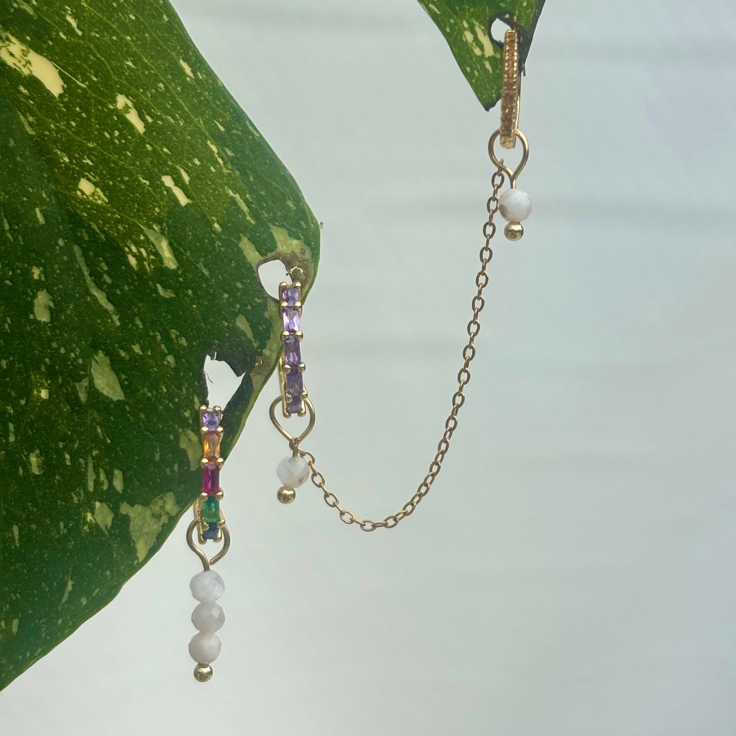 The Guide Crystals Moonstone Aphrodite Chain Crystal Earring Charm
