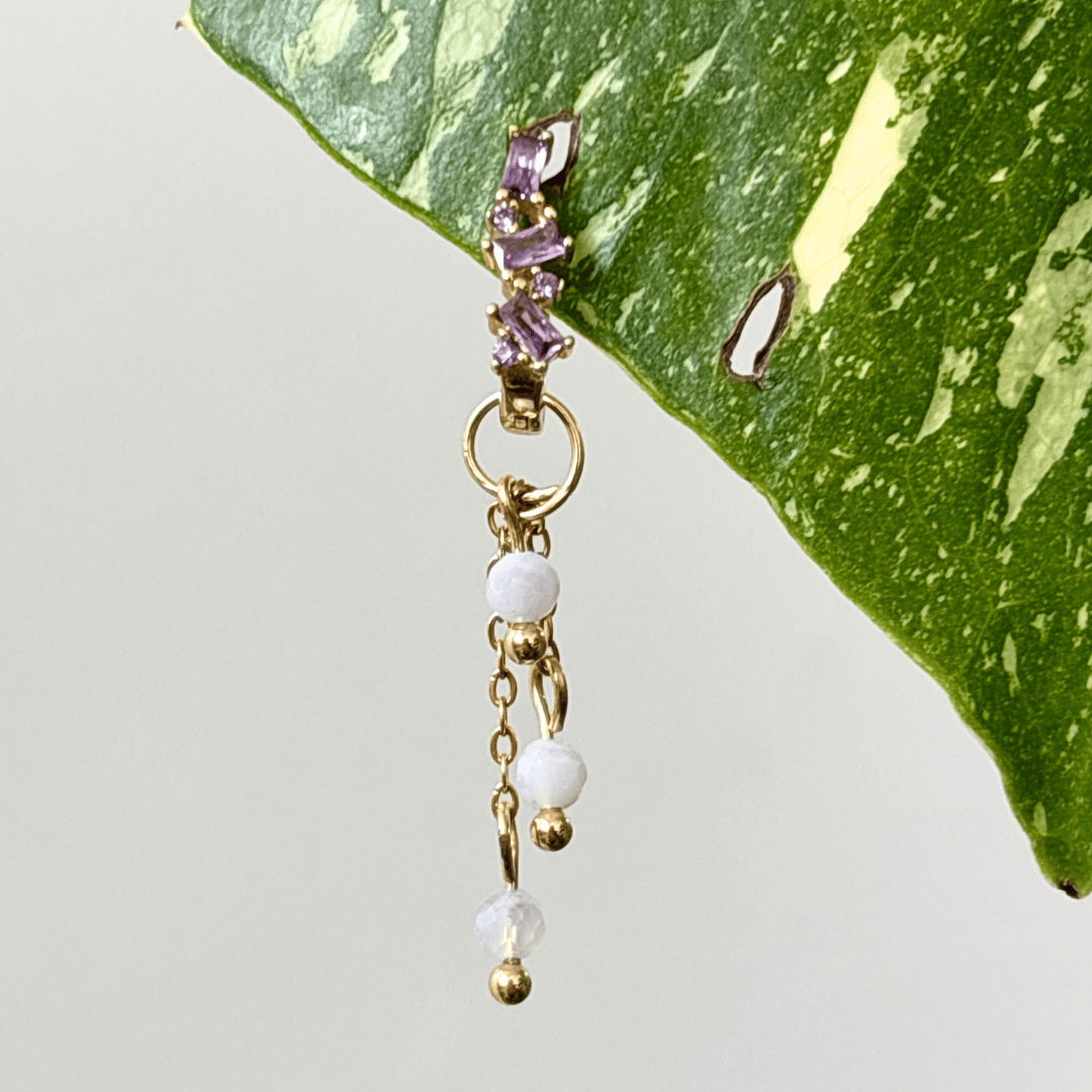 The Guide Crystals Gold | 1 PC Single Moonstone Lily of the Valley Crystal Earring Charm