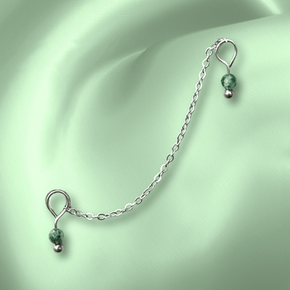 The Guide Crystals Moss Agate Aphrodite Chain Crystal Earring Charm