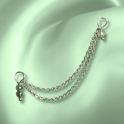 The Guide Crystals Moss Agate Cordellia Chain Crystal Earring Charm