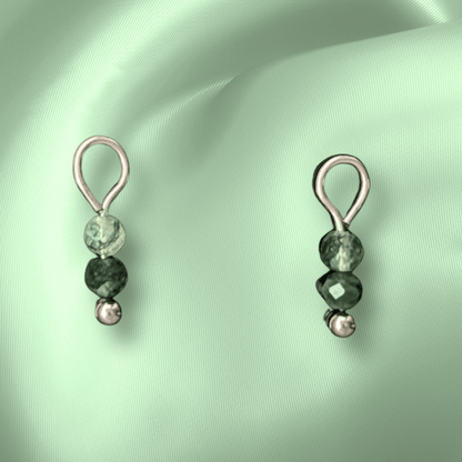 The Guide Crystals Moss Agate Double Dew Drop Crystal Earring Charms