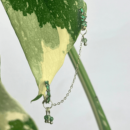 The Guide Crystals Gold | 1 PC Single Moss Agate Grape Chain Earring Charm
