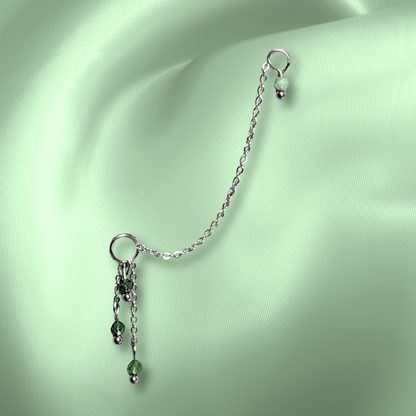 The Guide Crystals Moss Agate Waterfall Earring Chain