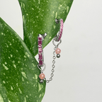 The Guide Crystals Silver | 1 PC Single Peach Moonstone Aurora Chain Crystal Earring Charm