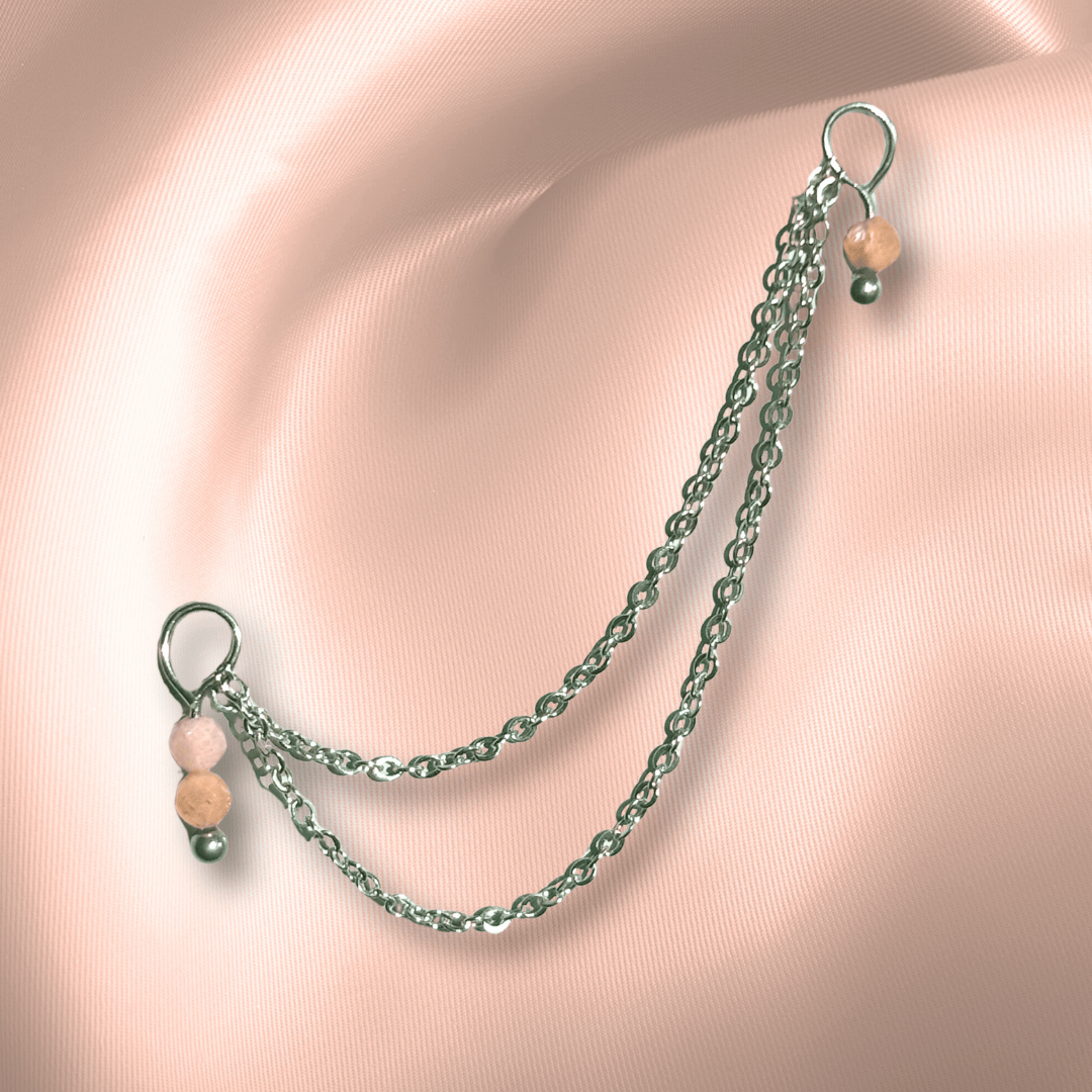 The Guide Crystals Peach Moonstone Cordellia Chain Crystal Earring Charm