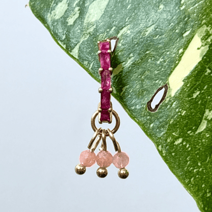 The Guide Crystals Gold | 1 PC Single Peach Moonstone Grape Crystal Earring Charm