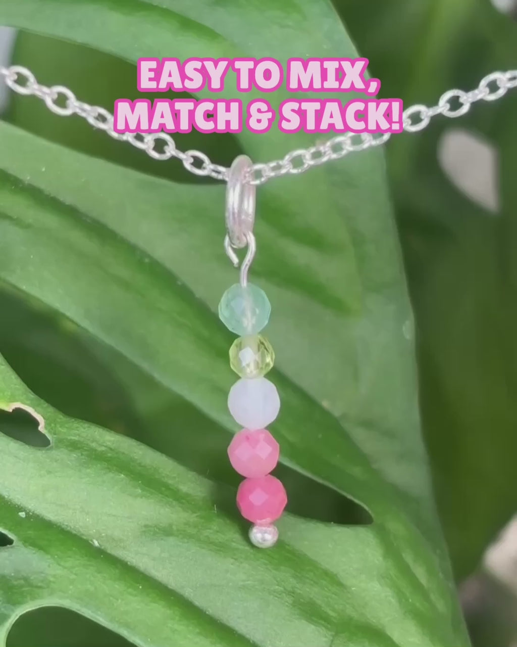 Peach Moonstone Long Necklace Charm