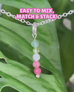 Peach Moonstone Long Necklace Charm
