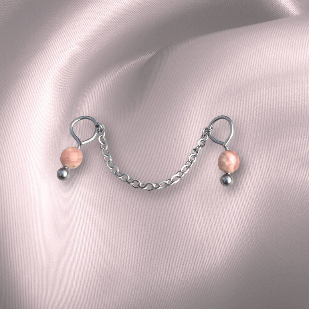 The Guide Crystals Rhodochrosite Aurora Chain Crystal Earring Charm