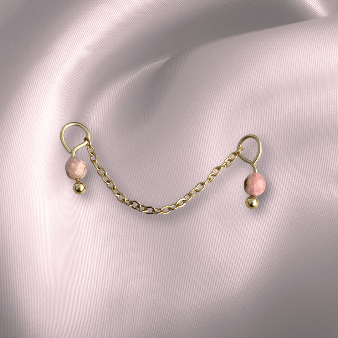The Guide Crystals Rhodochrosite Aurora Chain Crystal Earring Charm