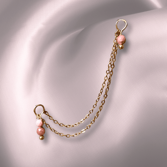 The Guide Crystals Gold | 1 PC Single Rhodochrosite Cordellia Chain Crystal Earring Charm
