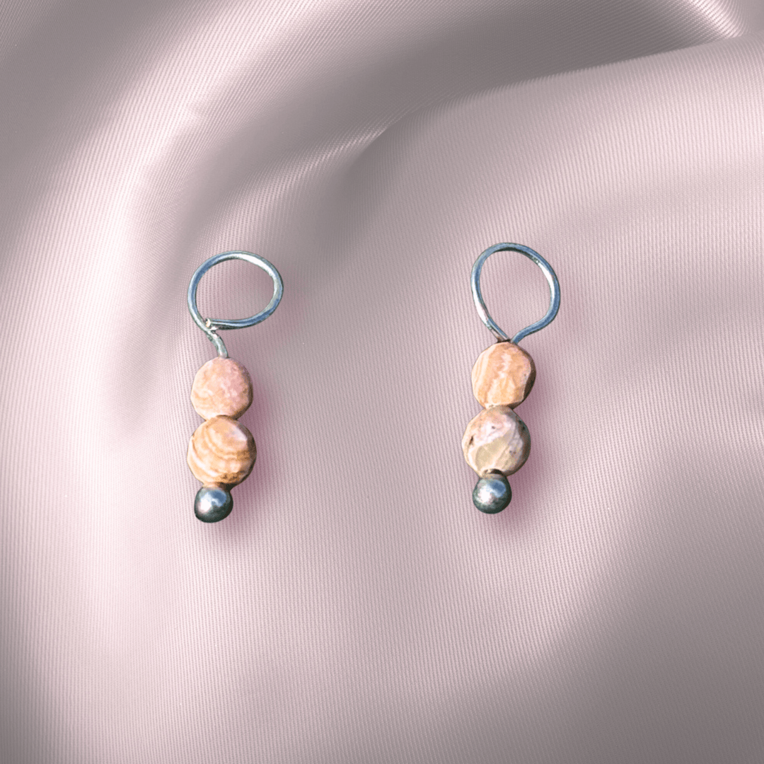 The Guide Crystals Rhodochrosite Double Dew Drop Crystal Earring Charms