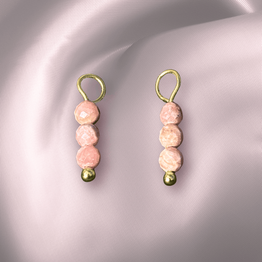 The Guide Crystals Rhodochrosite Triple Dew Drop Crystal Earring Charms