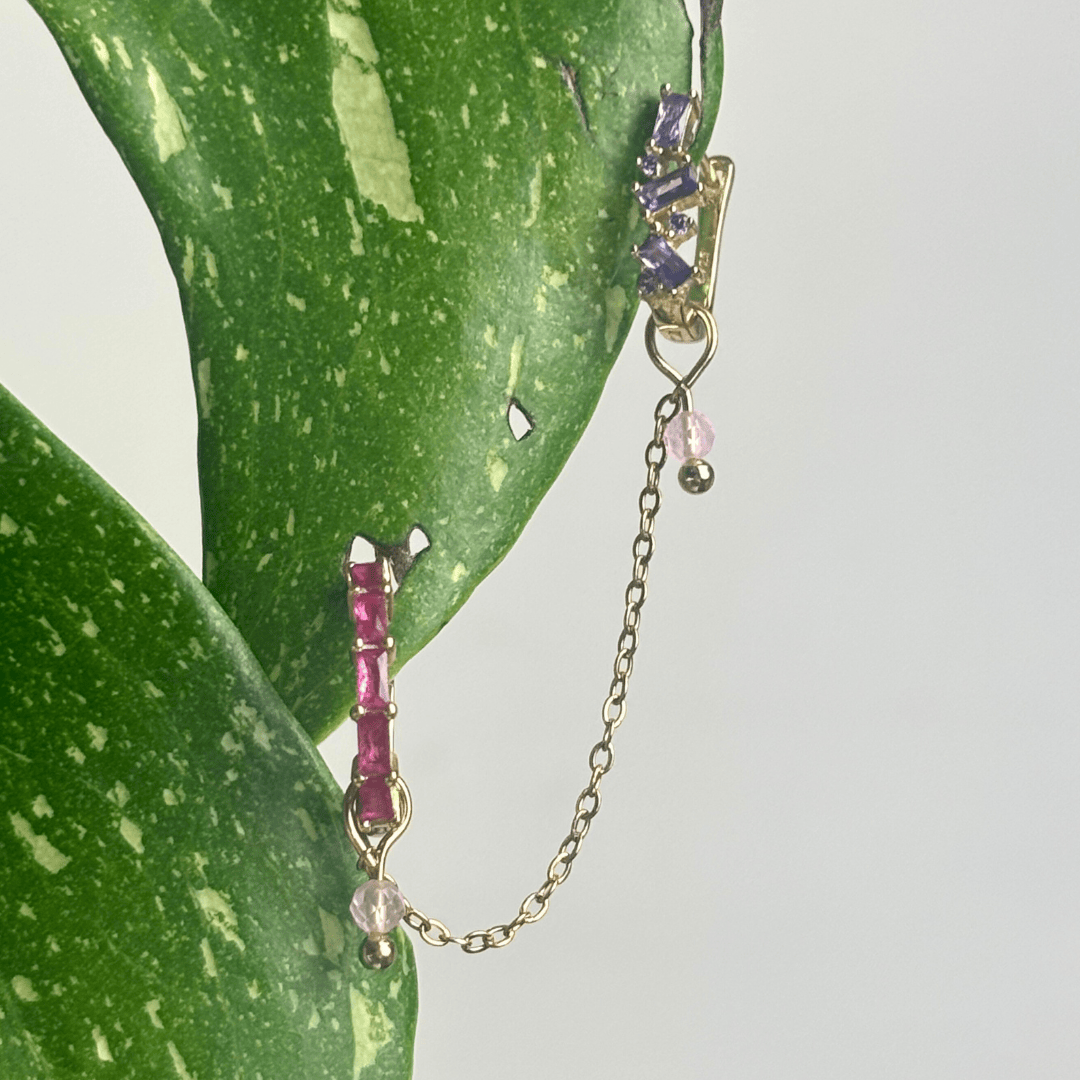 The Guide Crystals Gold | 1 PC Single Rose Quartz Aphrodite Chain Crystal Earring Charm