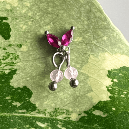 The Guide Crystals Silver | 1 PC Single Rose Quartz Cherry Charm for Stud Earrings